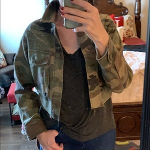 Abercrombie XS oversized cropped twill jacket